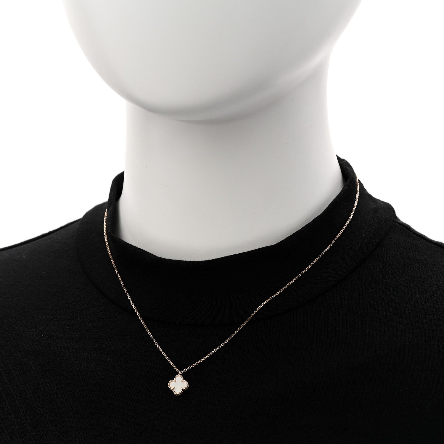 Van Cleef & Arpels 18K Yellow Gold Mother of Pearl Sweet Alhambra Pendant Necklace 2 of 6