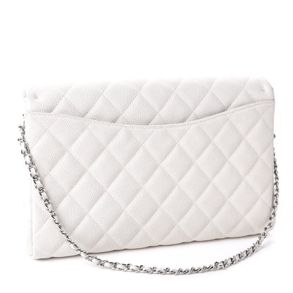Chanel Caviar Quilted Clutch With Chain Flap White 3 of 11