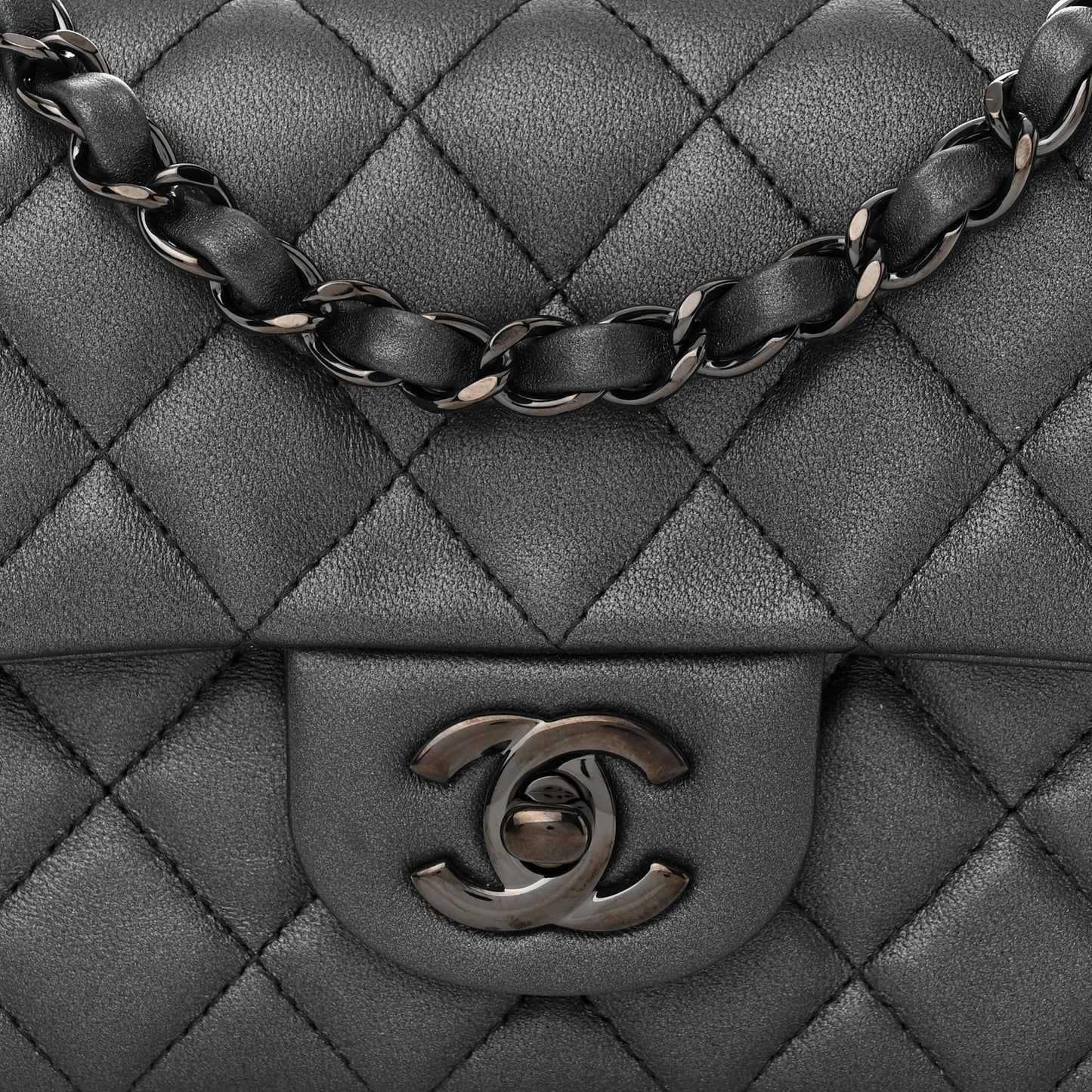 Lambskin Quilted Mini Rectangular Flap So Black