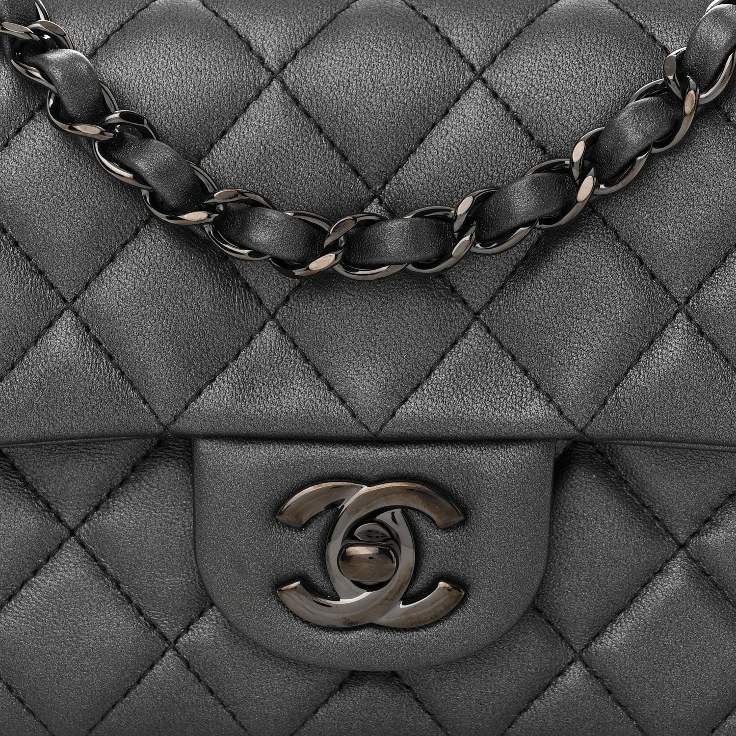 Chanel Lambskin Quilted Mini Rectangular Flap So Black 8 of 11