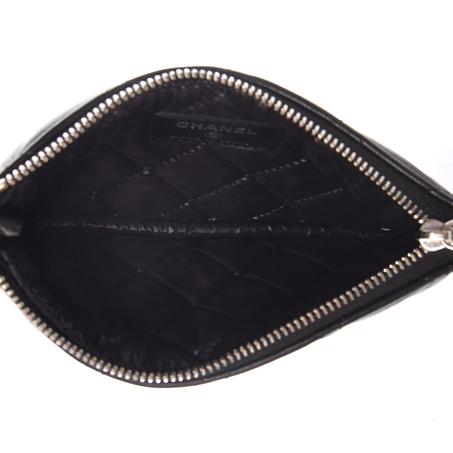 Lambskin Quilted Small Cosmetic Case Black