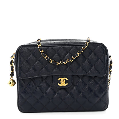 Chanel Caviar Quilted CC Shoulder Bag Navy 1 of 12