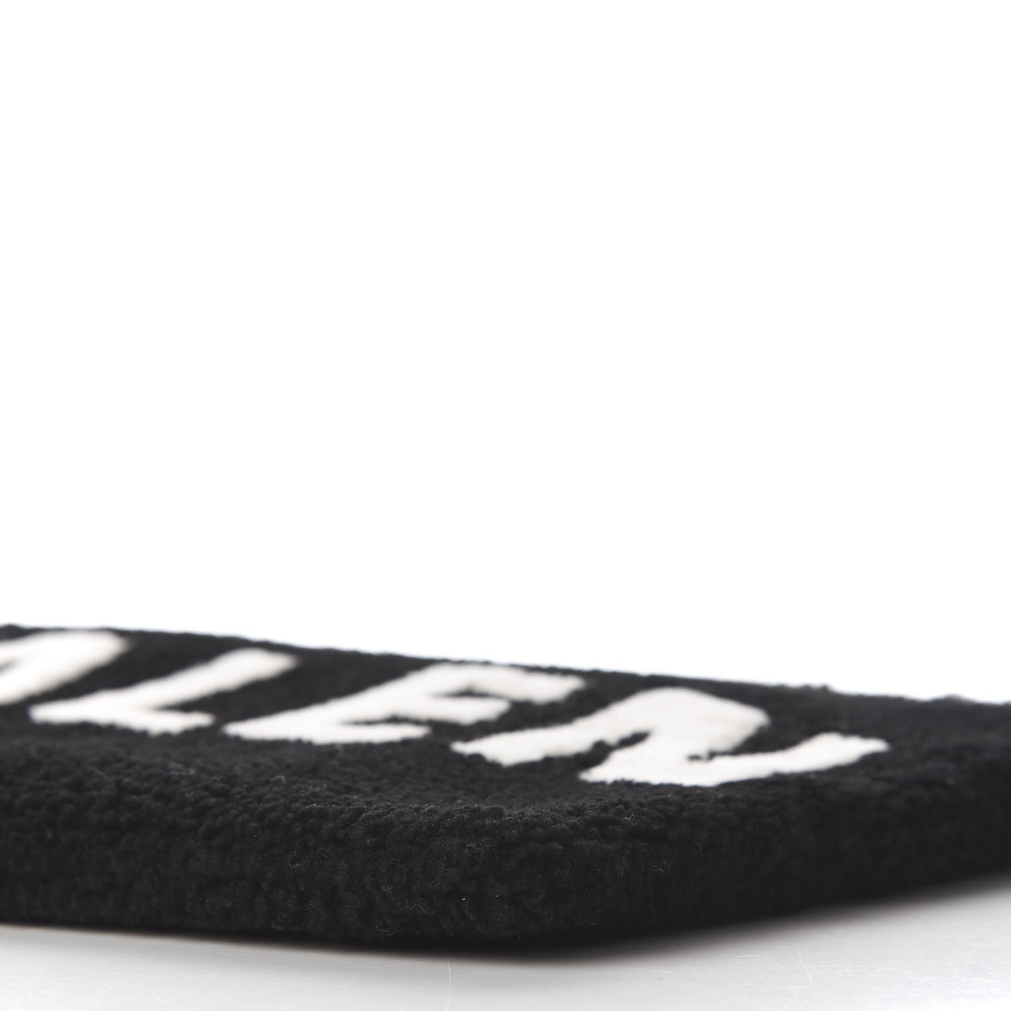 Sheepskin Shearling Contrasted Logo Large Zip Pouch Black