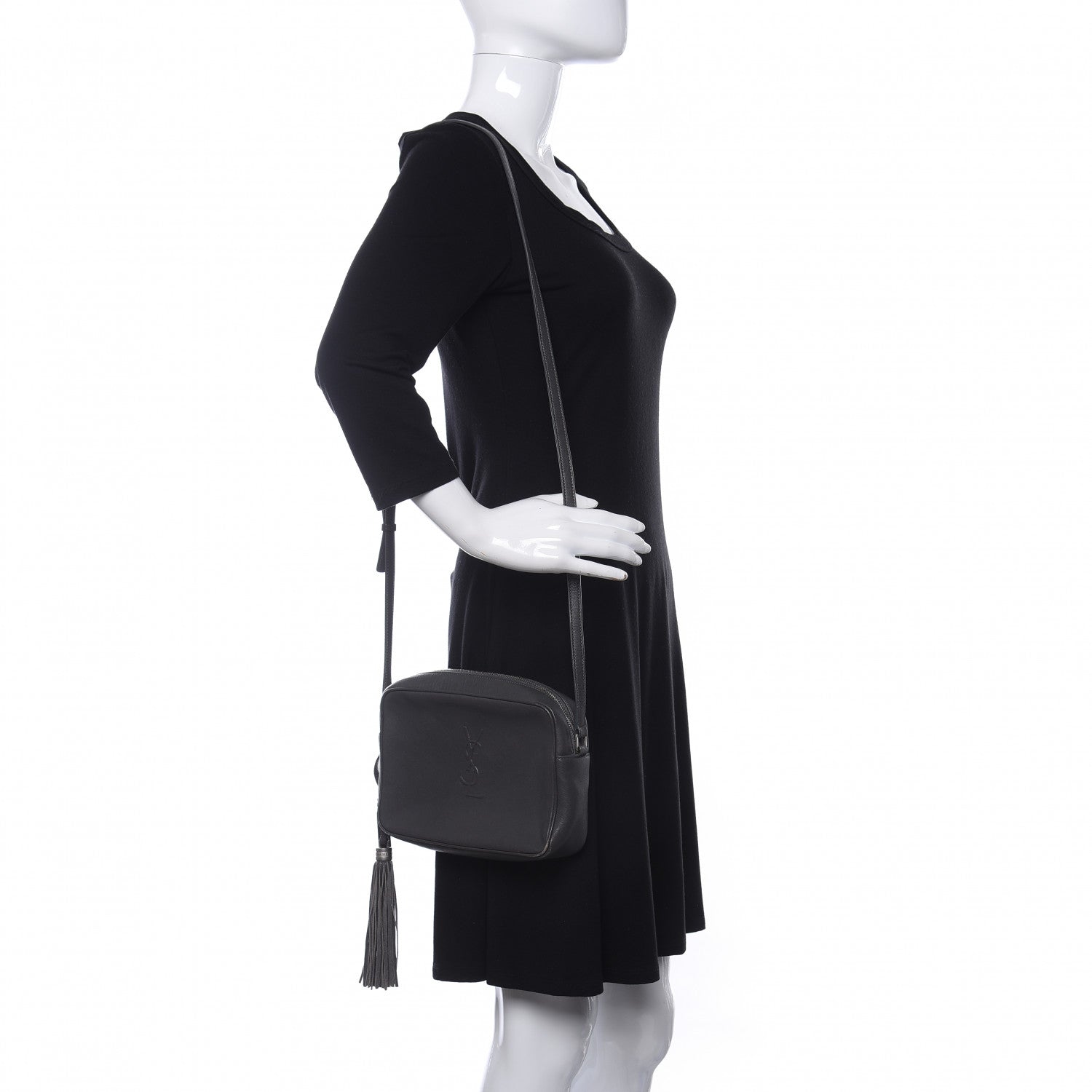 Saint Laurent Calfskin Monogram Small Lou Camera Bag Storm 2 of 14