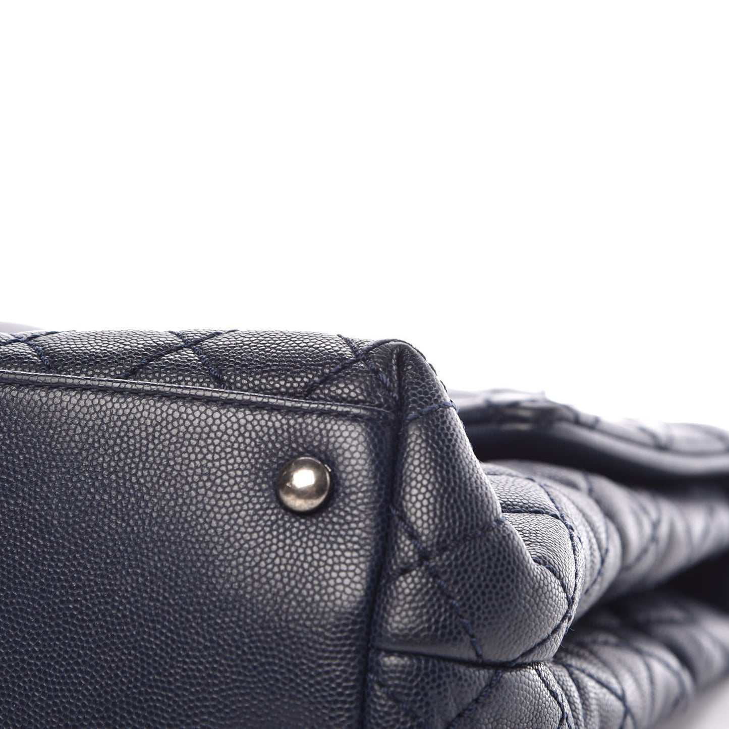 Caviar Quilted Large Coco Handle Flap Navy Blue