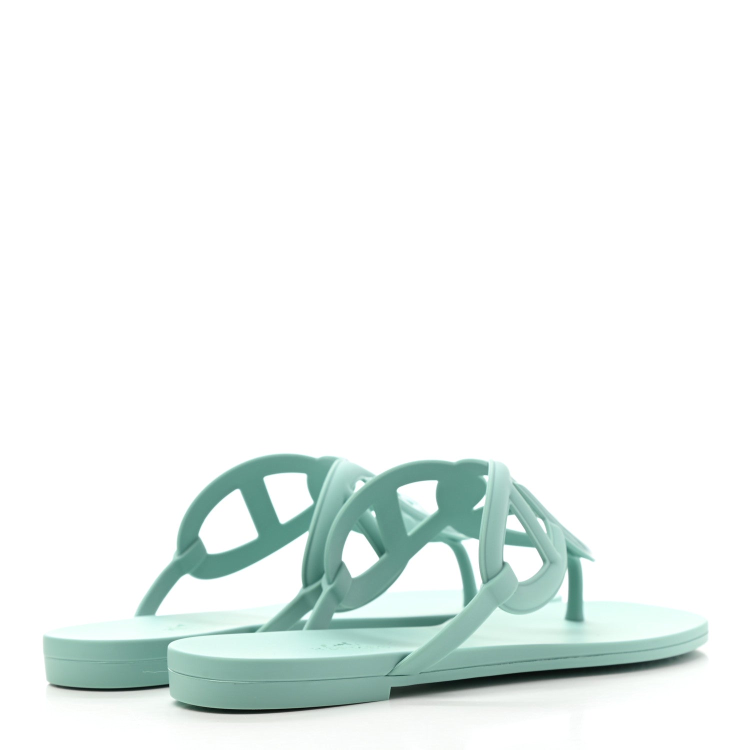 Hermes Rubber Womens Egerie Sandals 37 Vert Embrun 4 of 9