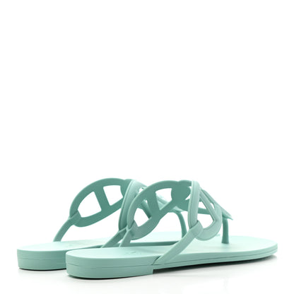 Hermes Rubber Womens Egerie Sandals 37 Vert Embrun 4 of 9