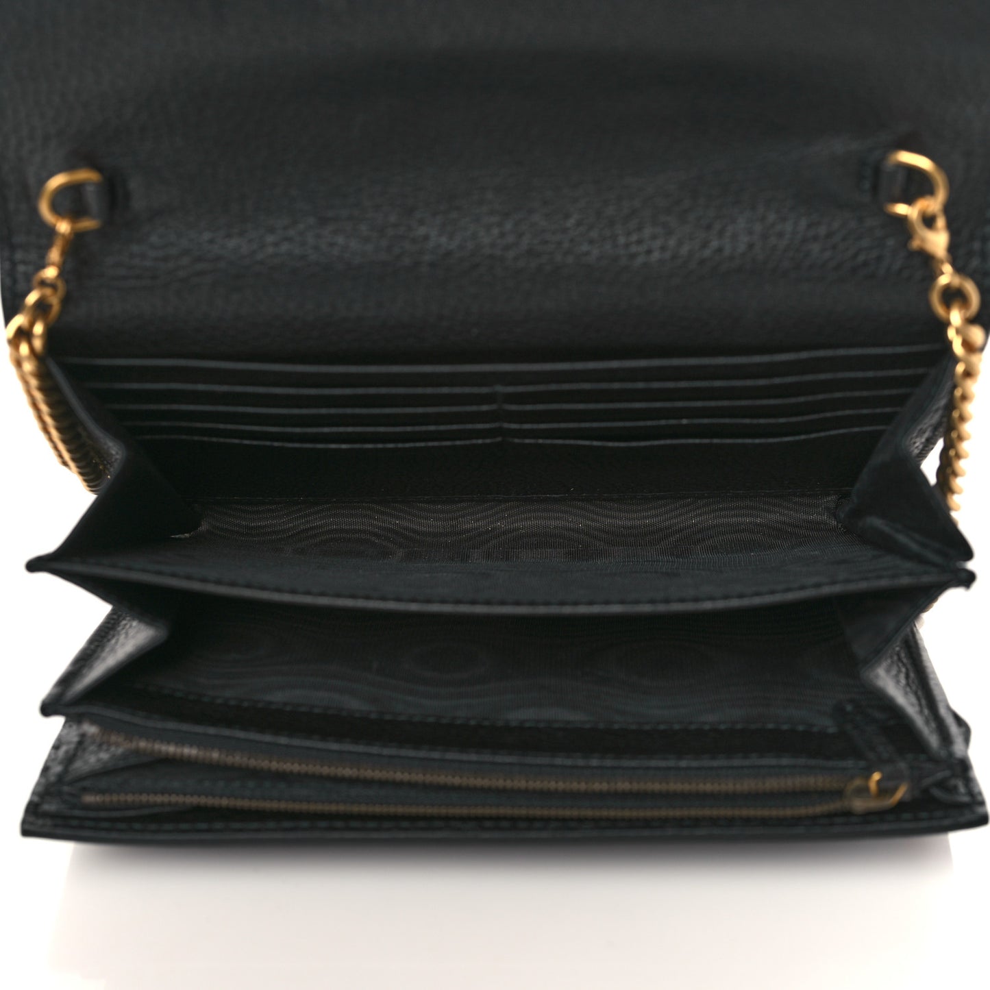 Calfskin GG Marmont Chain Wallet Black