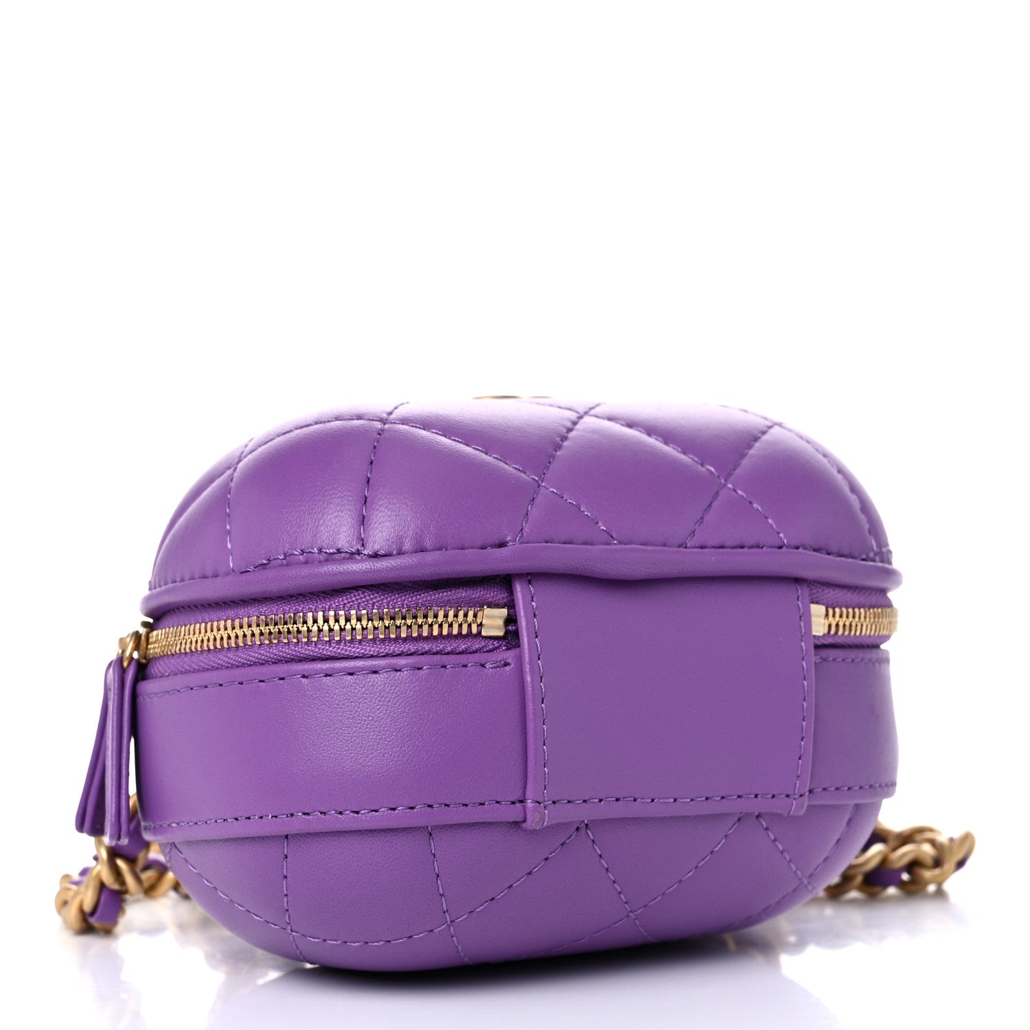 Chanel Lambskin Quilted CC Bubble Vanity Case With Chain Purple 4 of 9