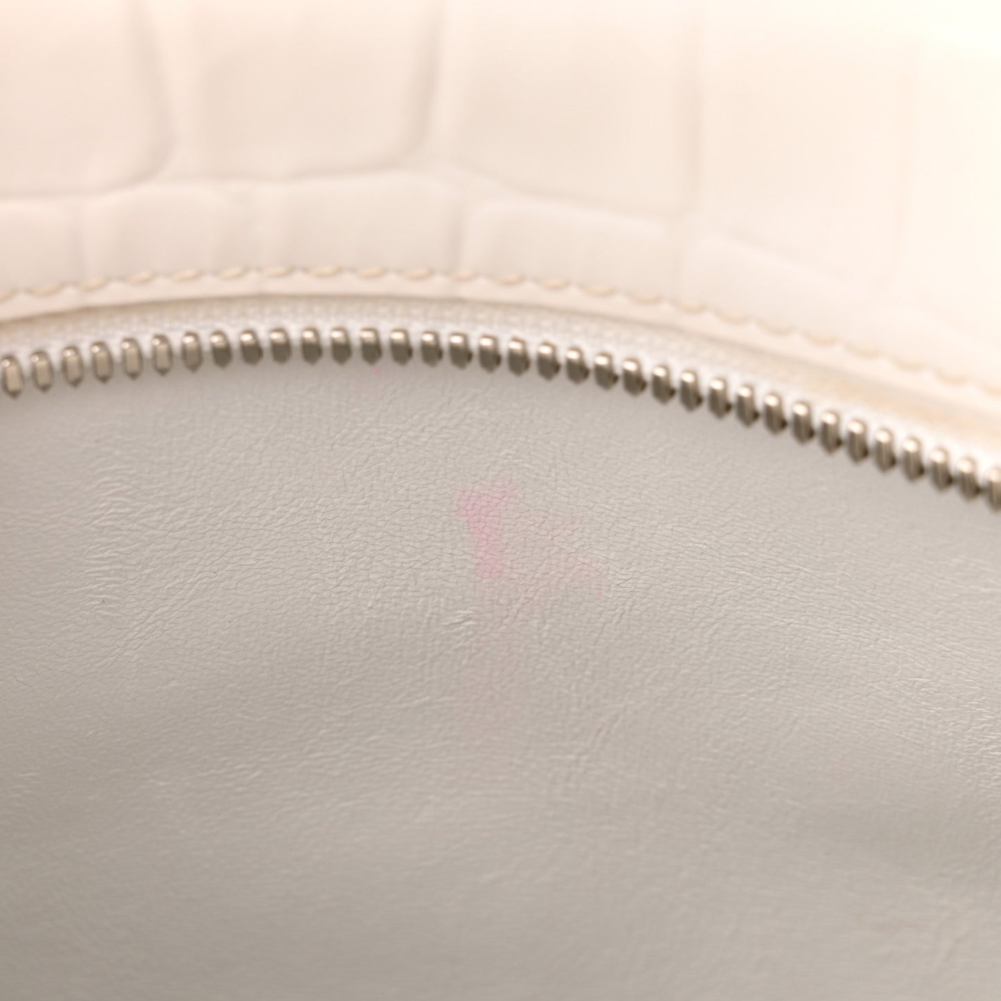 Semi Shiny Calfskin Crocodile Embossed Neo Classic Silver Hardware Mini City White