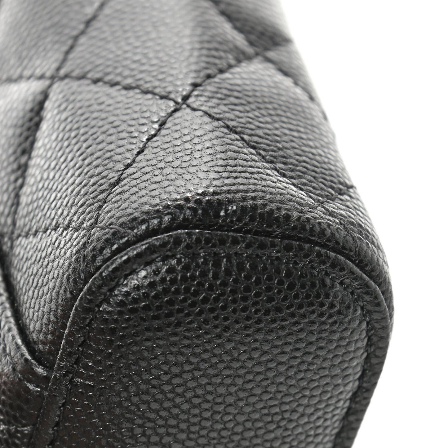Caviar Quilted Phone Holder With Chain Black