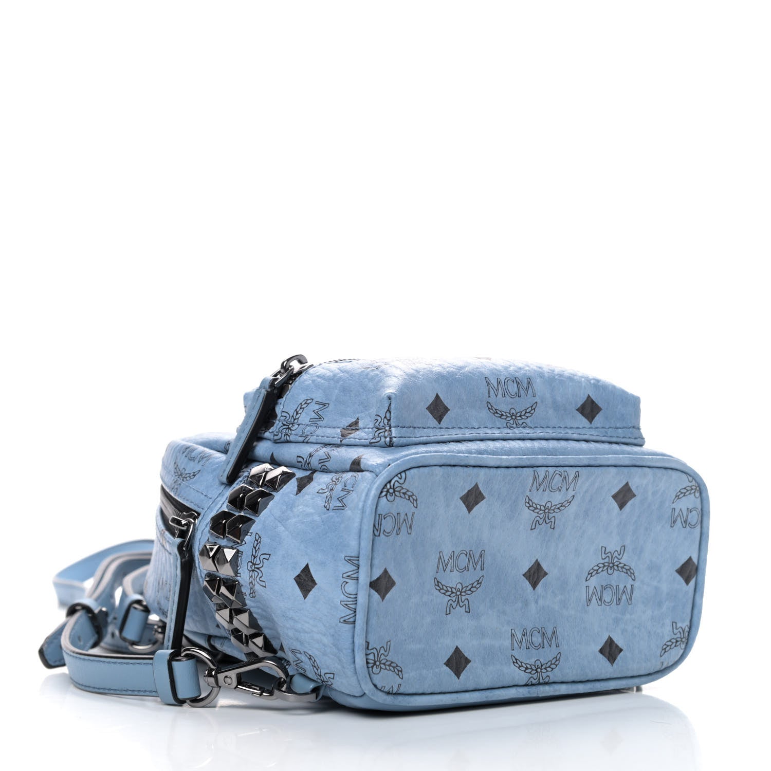 MCM Visetos Side Stud X-Mini Stark Bebe Boo Backpack Blue 3 of 5