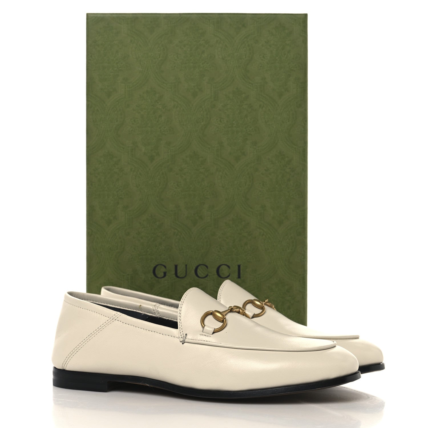 Gucci Lambskin Womens Brixton Horsebit Loafers 37 Mystic White 12 of 12