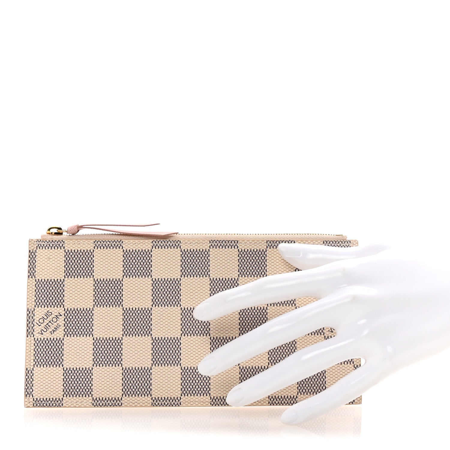 Louis Vuitton Damier Azur Felicie Chain Wallet Zippered Insert Rose Ballerine 2 of 6