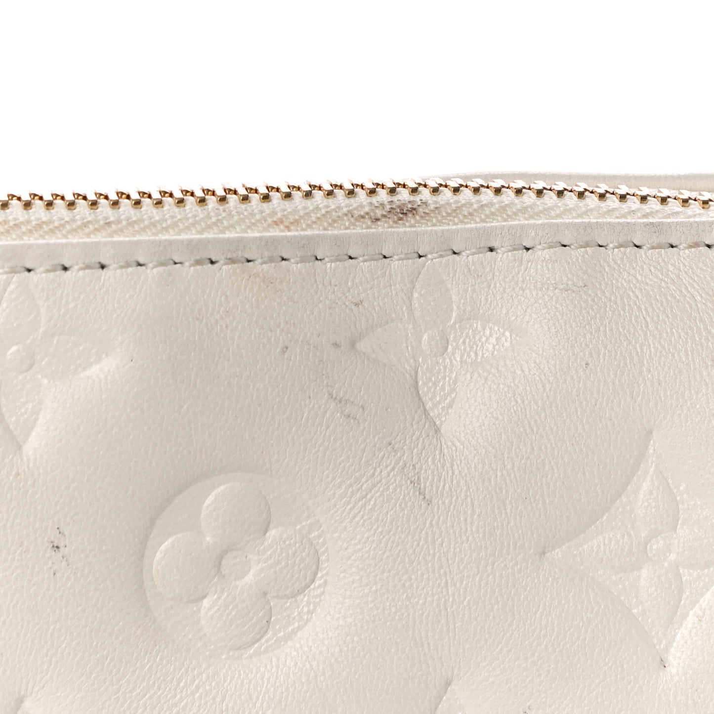 Lambskin Embossed Monogram Coussin PM Cream