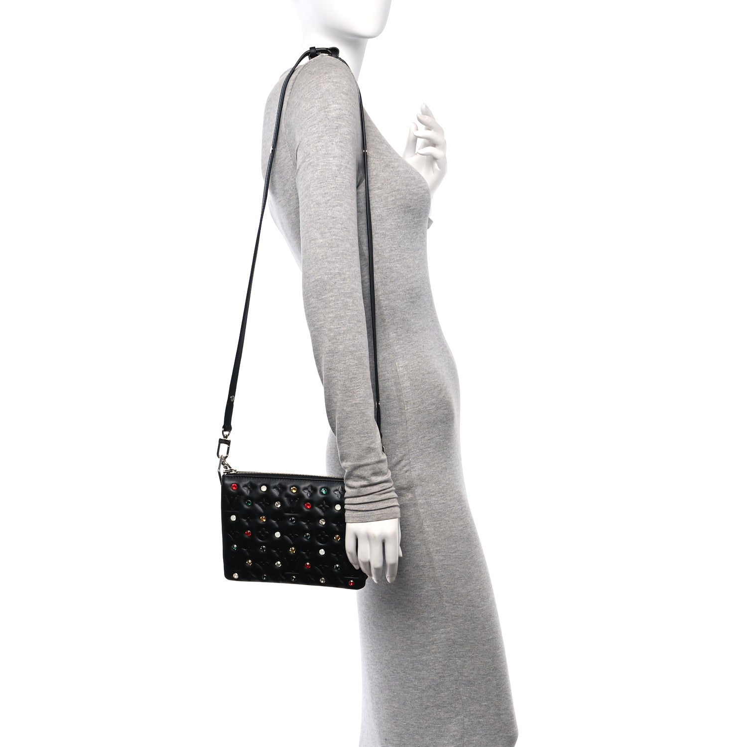 Louis Vuitton Lambskin Monogram Crystal Embossed Embellished Coussin BB Black 2 of 13