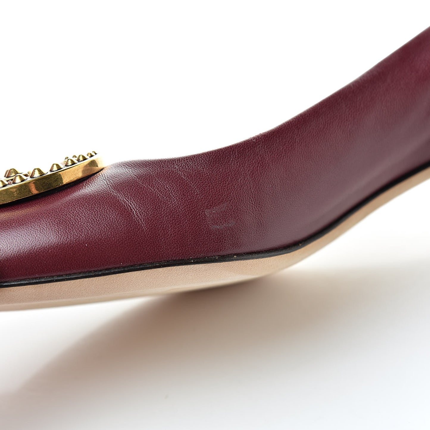 Calfskin Studded Interlocking G Flat 36 Burgundy