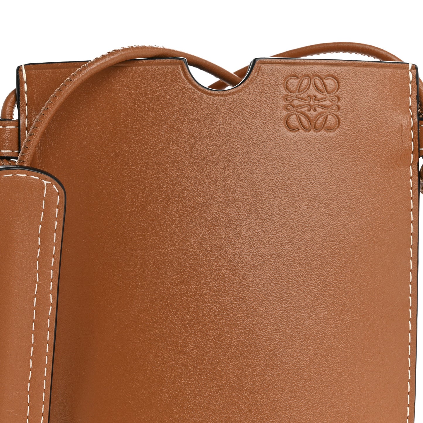 Smooth Calfskin Anagram Phone Pouch Tan