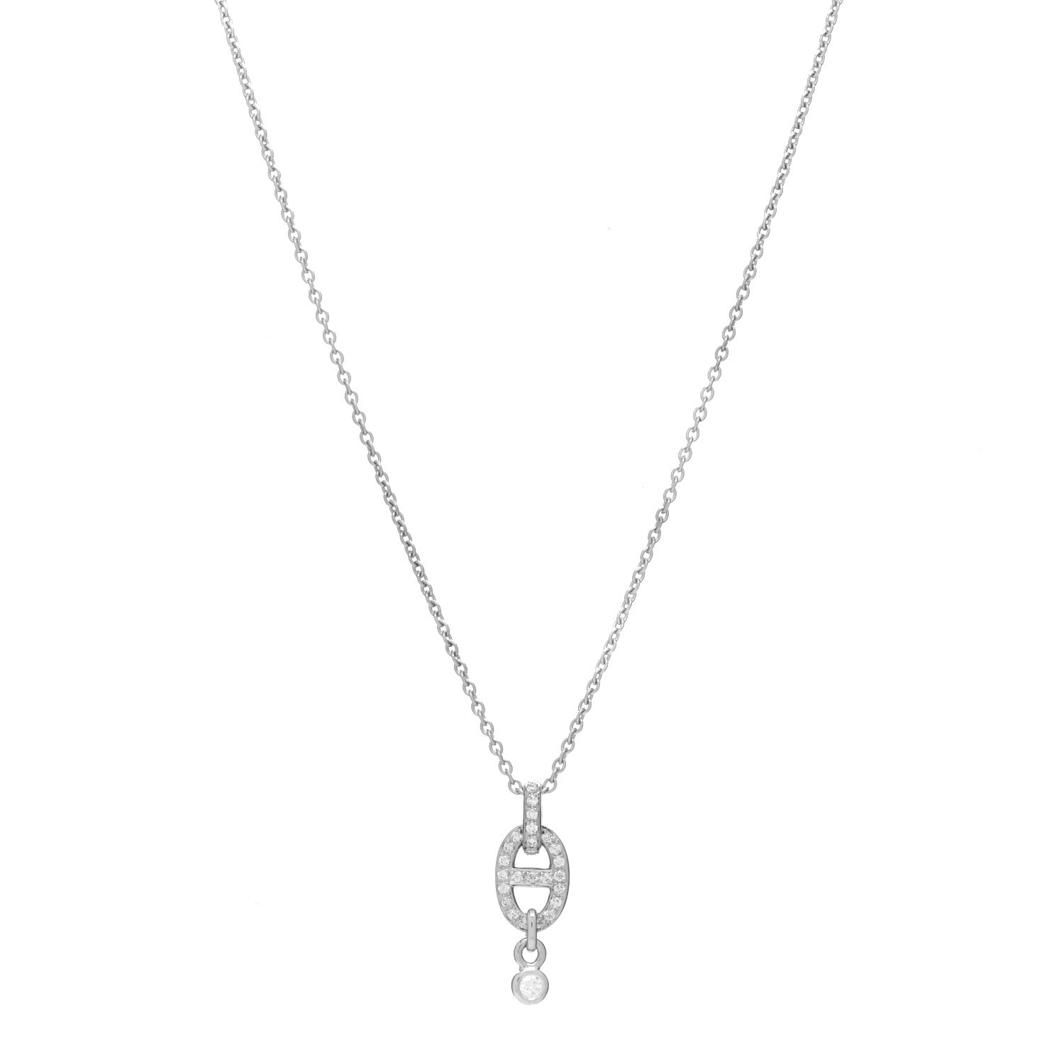 Hermes 18K White Gold Diamond PM Chaine d'Ancre Enchainee Necklace 1 of 4