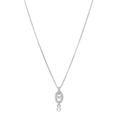 Hermes 18K White Gold Diamond PM Chaine d'Ancre Enchainee Necklace 1 of 4