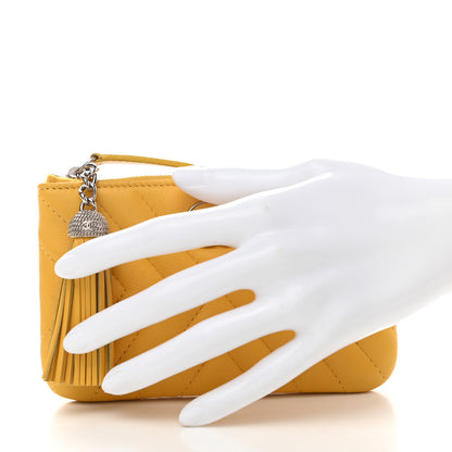 Chanel Calfskin Chevron Quilted Tassel Small Cosmetic Case Yellow 2 of 7