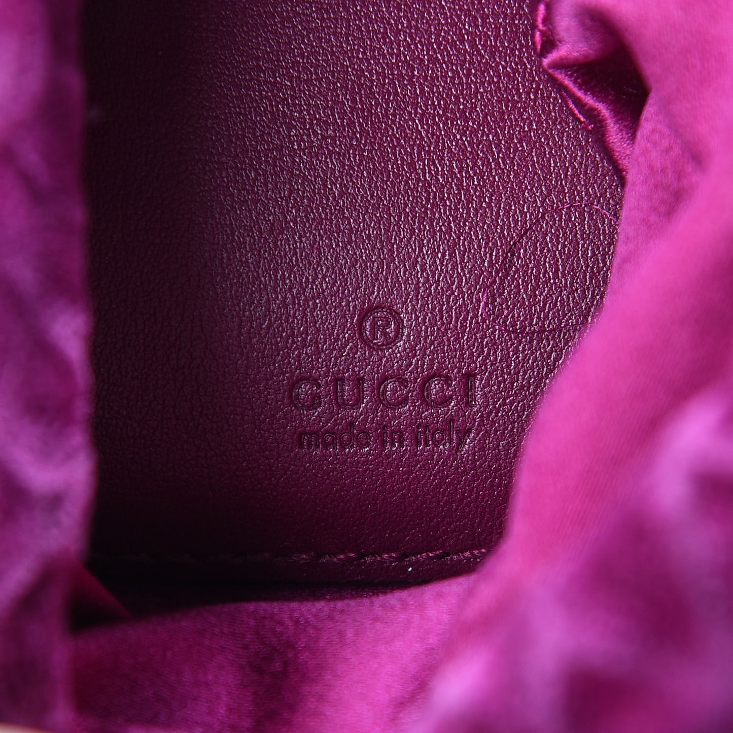 Velvet Matelasse Mini GG Marmont 2.0 Bucket Bag Fuchsia Violet Cyclamen