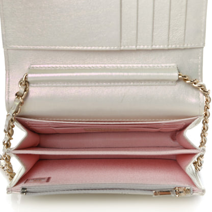 Chanel Iridescent Lambskin Quilted Mini Wallet On Chain WOC Ivory 5 of 12