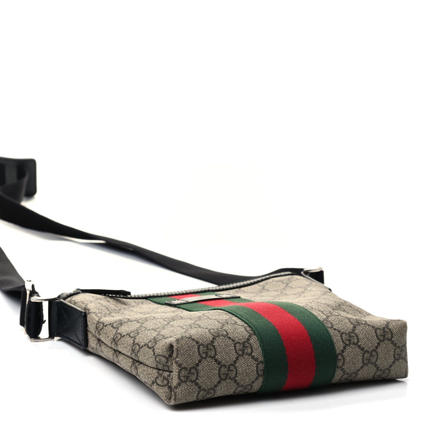 GG Supreme Monogram Web Messenger Bag Black