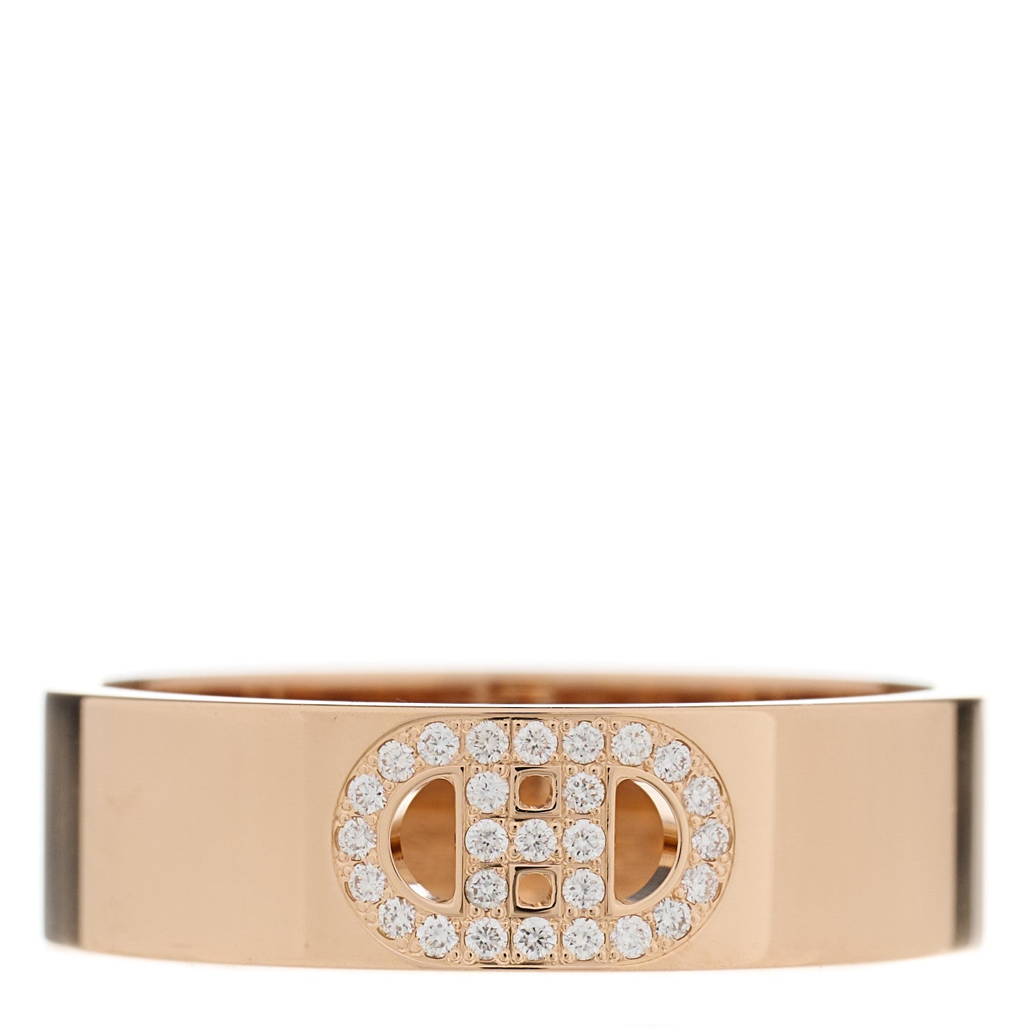 Hermes 18K Rose Gold Diamond PM H D'Ancre Ring 55 7.25 1 of 4