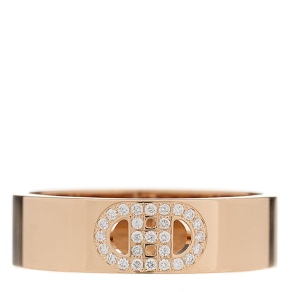 Hermes 18K Rose Gold Diamond PM H D'Ancre Ring 55 7.25 1 of 4