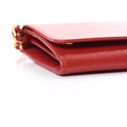 Prada Saffiano Metal Oro Chain Wallet Fuoco 9 of 11