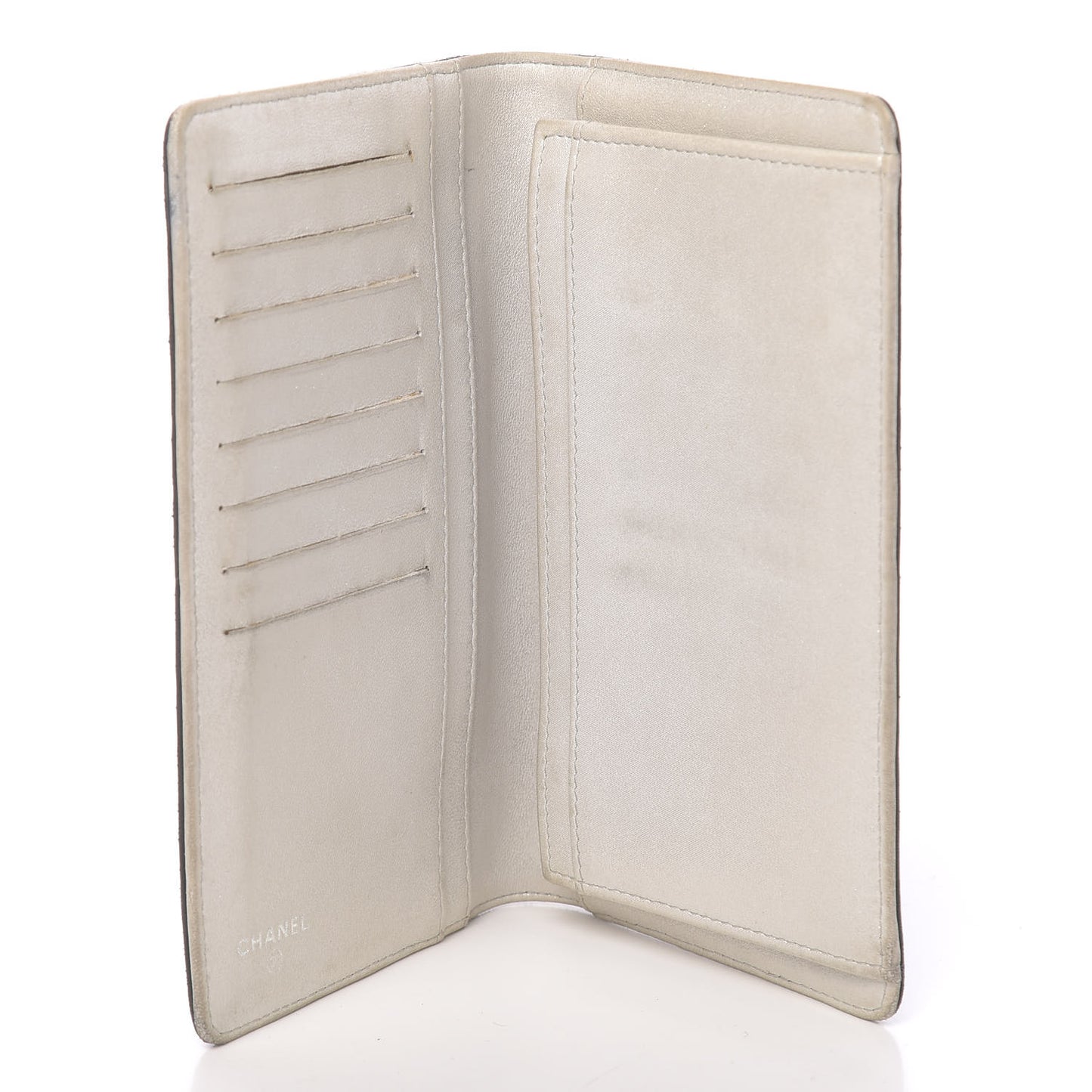 Lambskin Camellia Embossed Yen Wallet Black