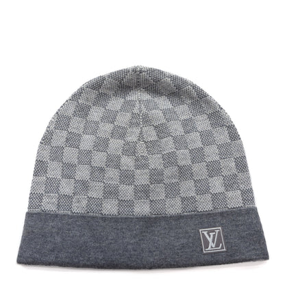 Louis Vuitton Wool Bonnet Petit Damier Beanie Hat Grey 1 of 6
