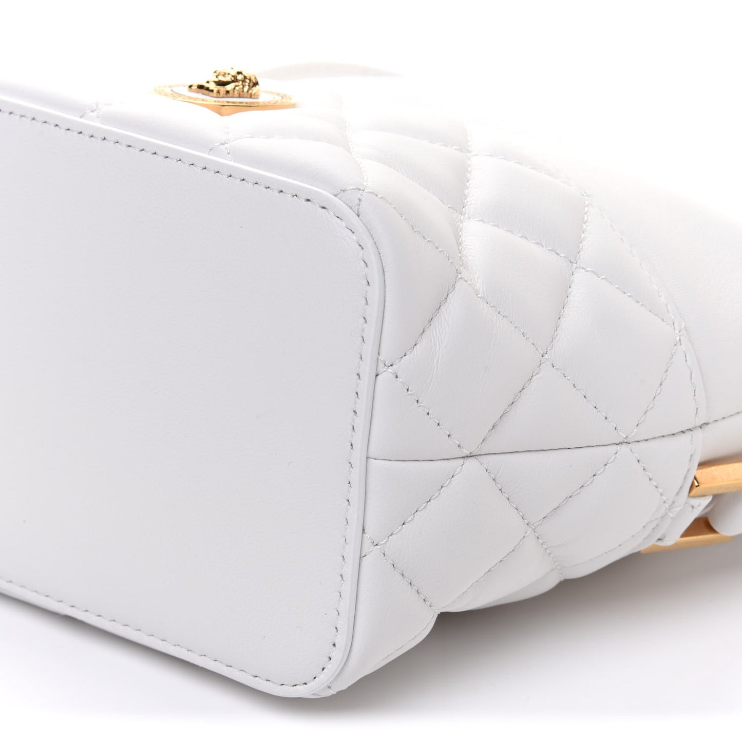 Nappa Quilted Medusa Bucket Bag White