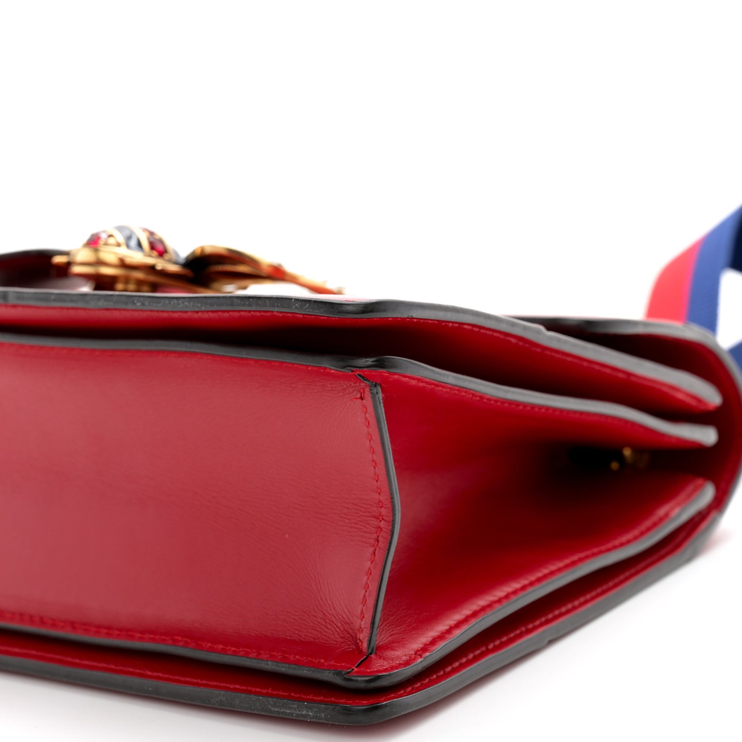 Calfskin Sylvie Web Small Queen Margaret Top Handle Bag Red
