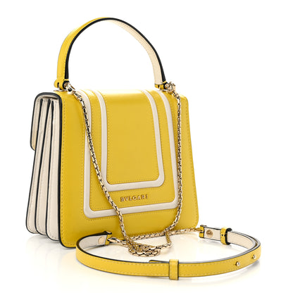 Bulgari Calfskin Serpenti Forever Top Handle Yellow White 3 of 14