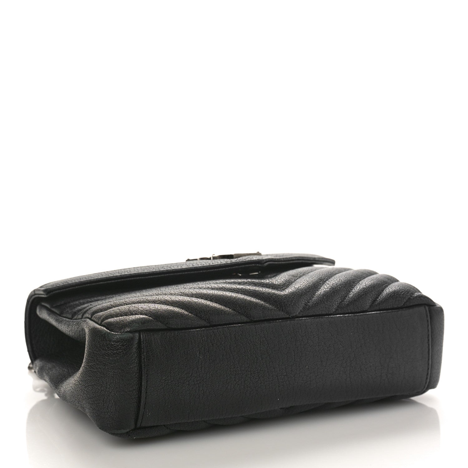 Saint Laurent Sheepskin Matelasse Chevron Monogram Medium College Bag Black 4 of 9