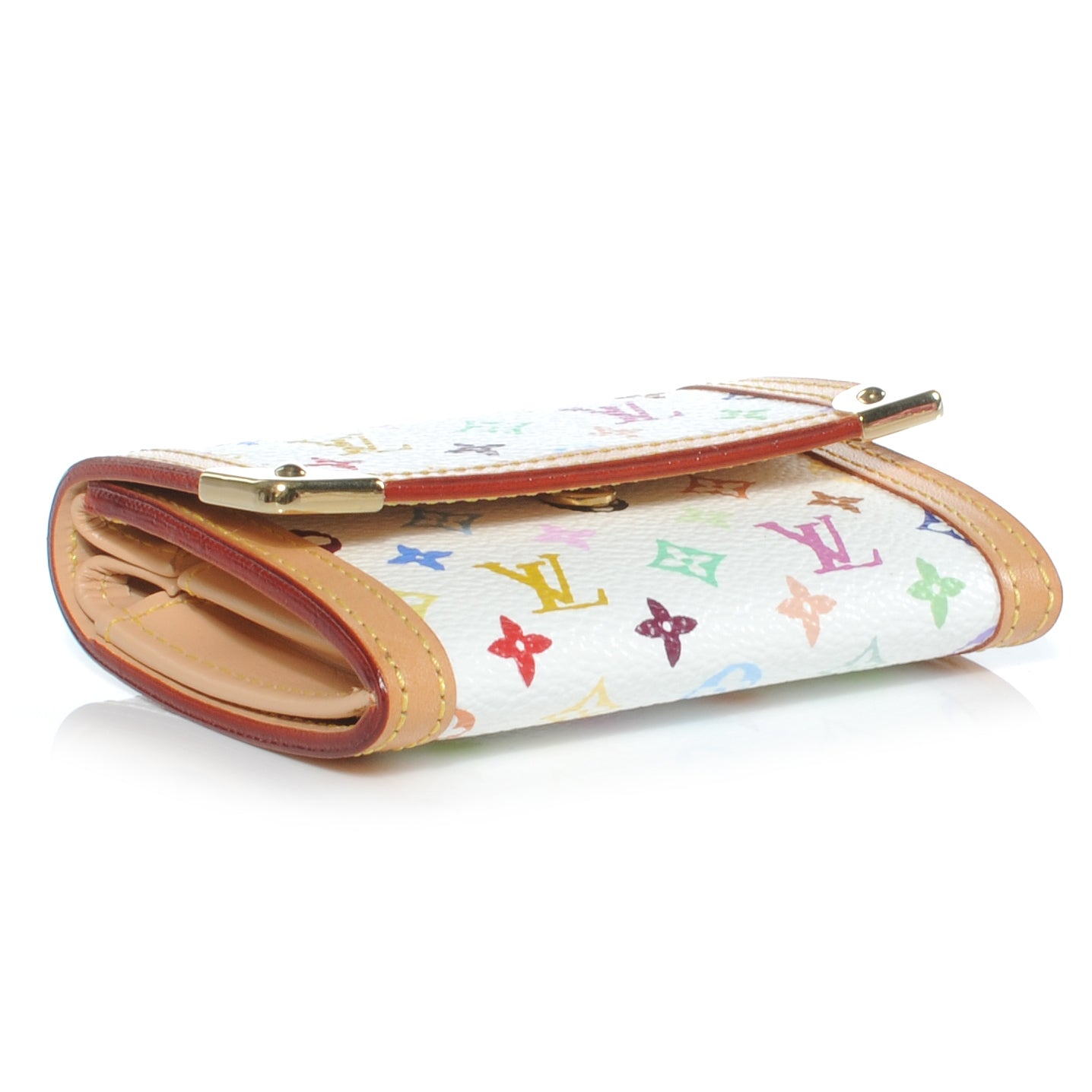 Louis Vuitton Monogram Multicolor Porte-Monnaie Plat Coin Purse White 4 of 7