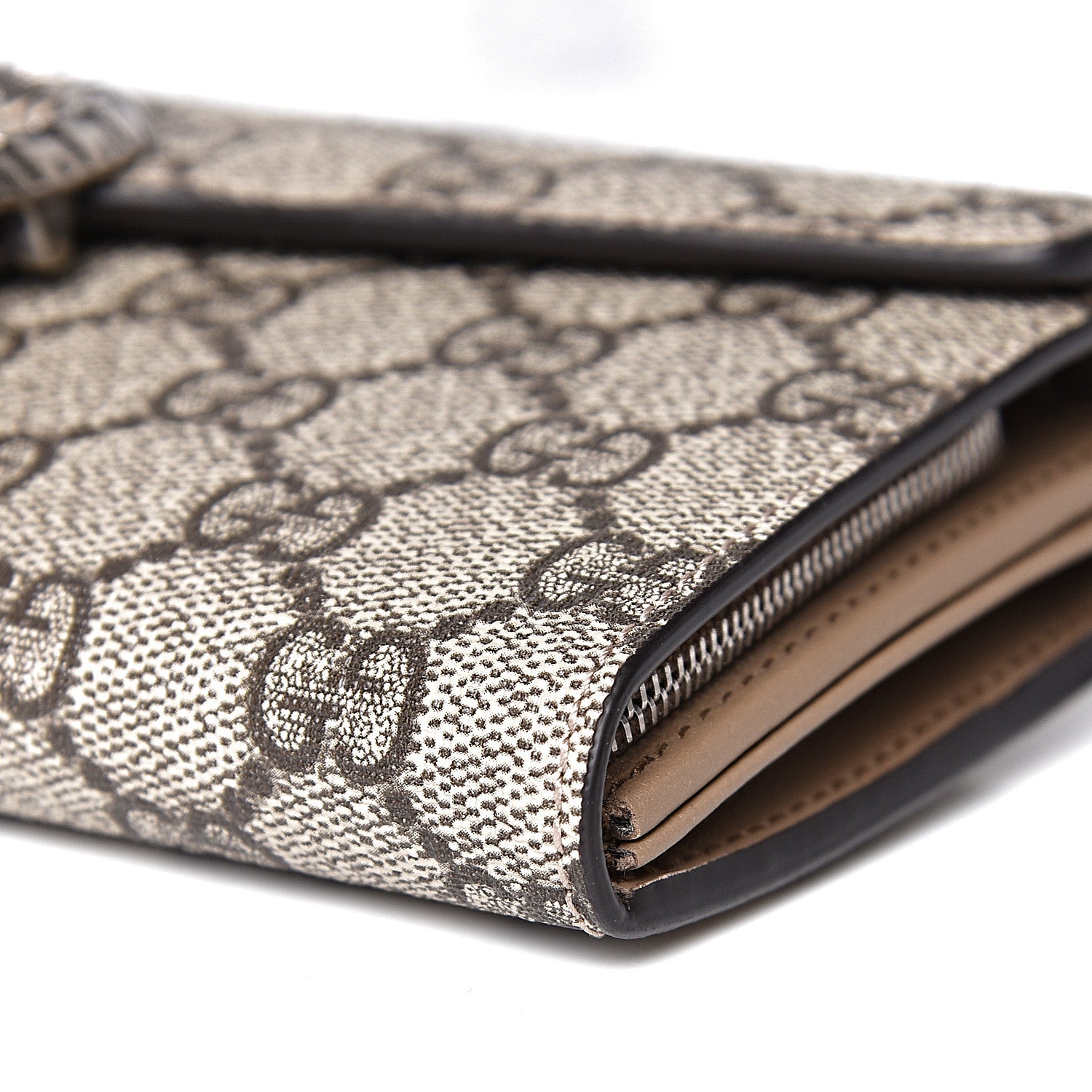 Gucci GG Supreme Monogram Dionysus Chain Clutch Wallet Beige Taupe 10 of 12