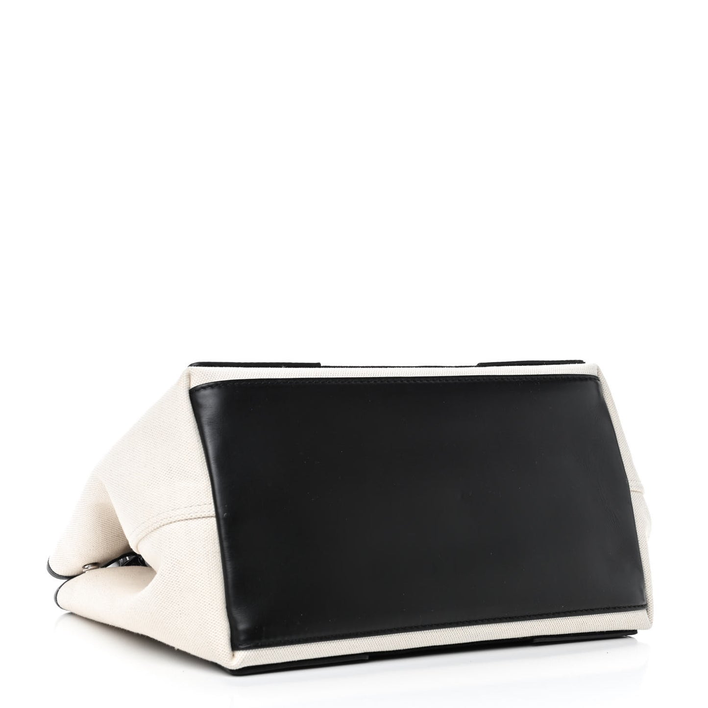 Cotton Canvas Satin Calfskin S Navy Cabas Natural Black