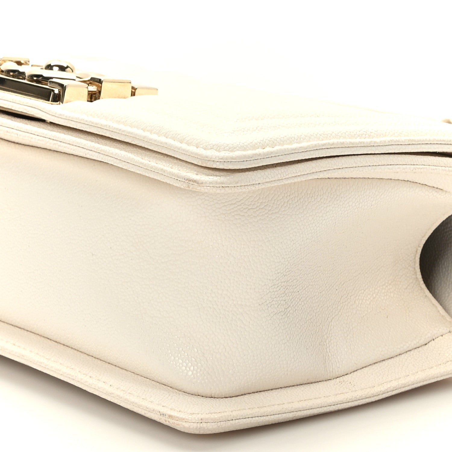 Chanel Caviar Chevron Quilted Small Boy Flap White 9 of 9