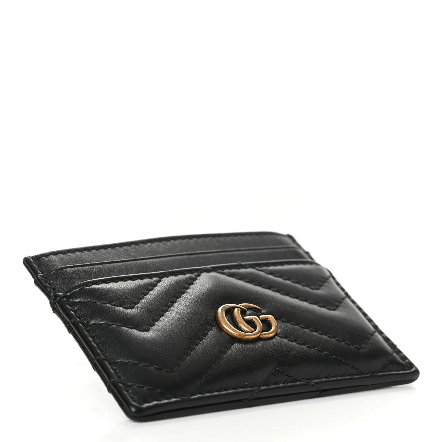 Calfskin Matelasse GG Marmont Card Holder Black