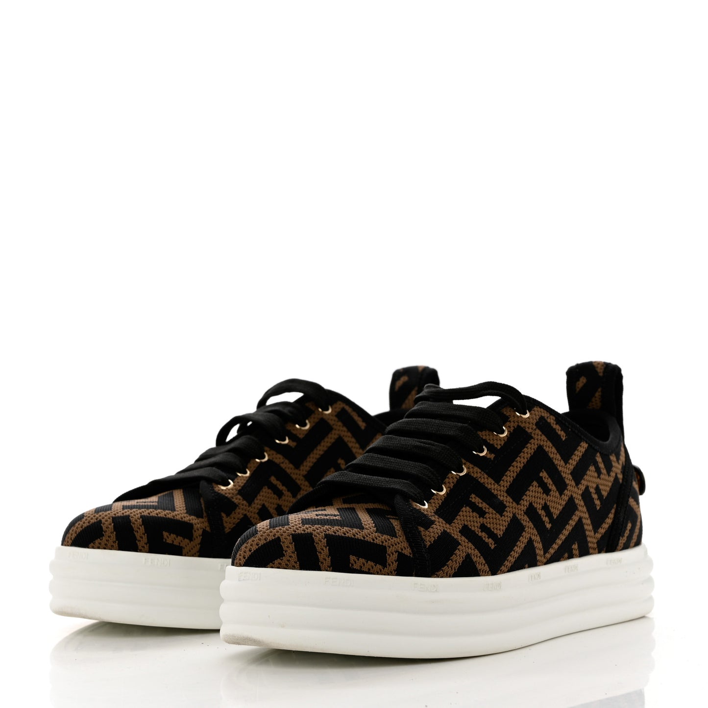 Fabric FF Micro-Perforated Rise Low Top Sneakers 36 Tobacco Black