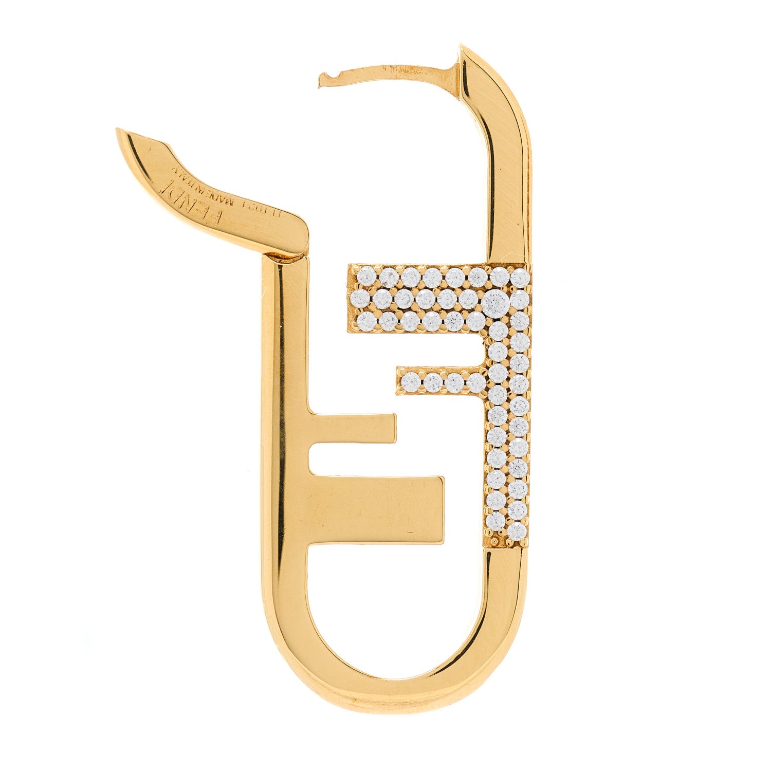 Fendi Metal FF O'Lock Crystal Sinlge Earring Gold 3 of 6
