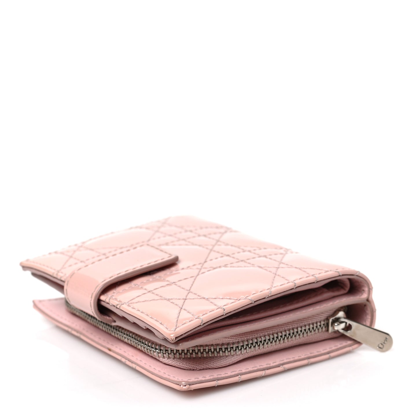 Patent Cannage Lady Dior Eden Wallet Rose Clair