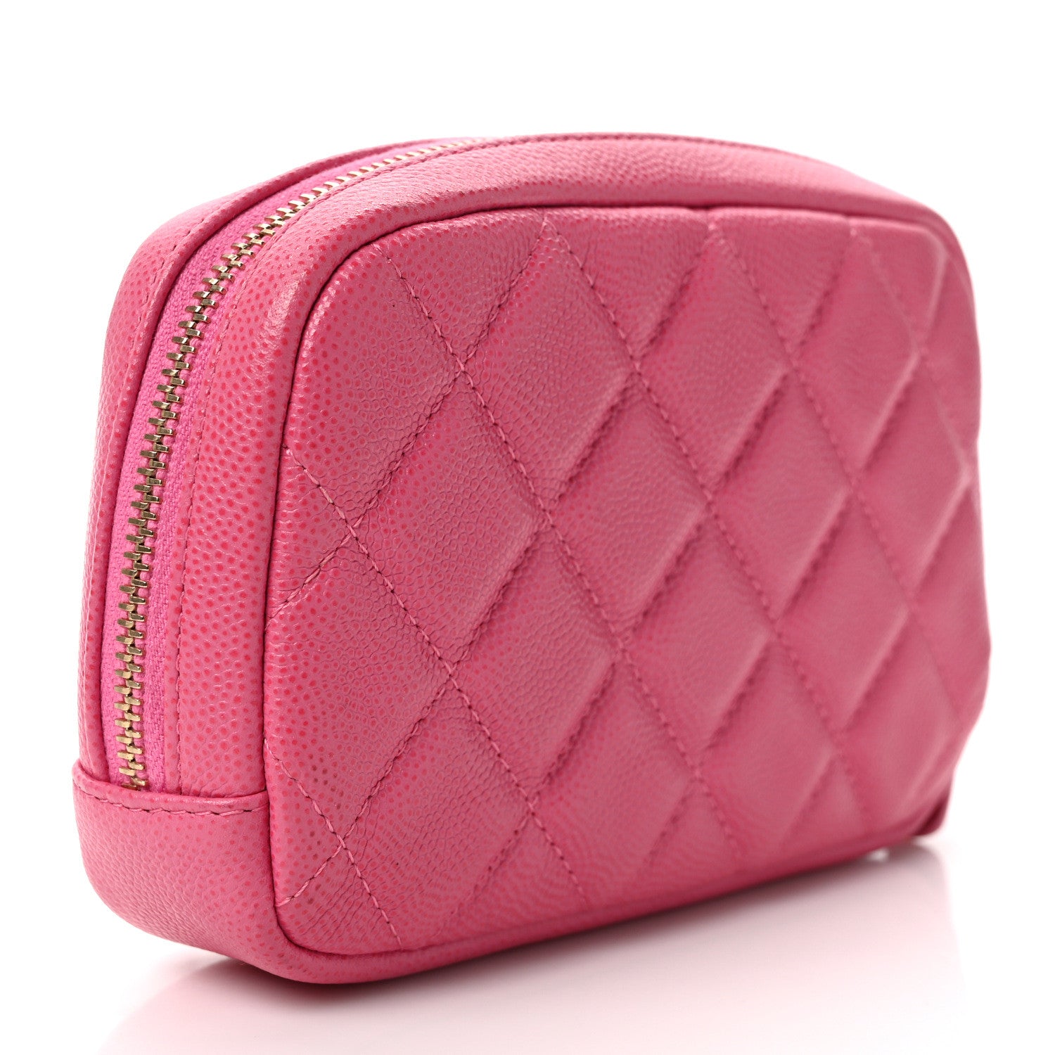 Chanel Caviar Quilted Small Curvy Pouch Cosmetic Case Pink 3 of 8
