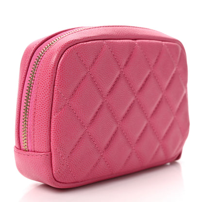 Chanel Caviar Quilted Small Curvy Pouch Cosmetic Case Pink 3 of 8