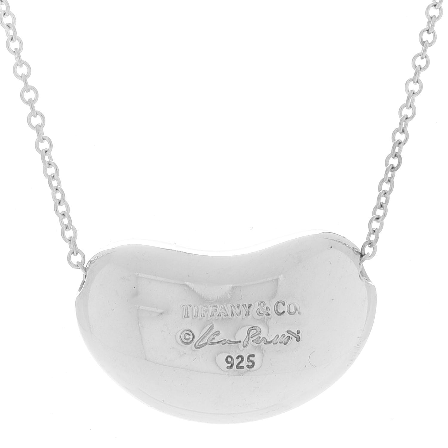 Tiffany Sterling Silver 18mm Elsa Peretti Bean Pendant Necklace 4 of 6
