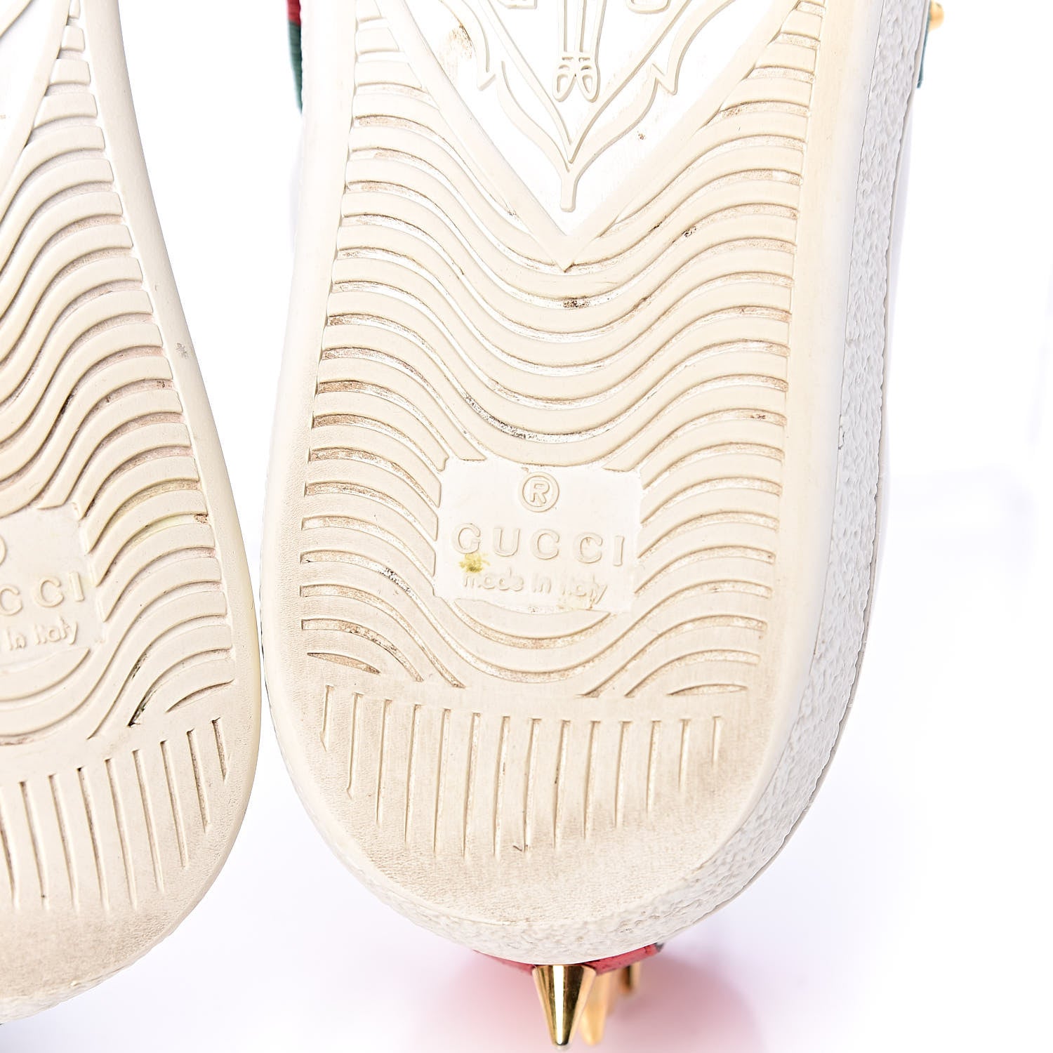 Gucci Calfskin Web Pearl Studded Womens Ace Sneakers 37.5 White 9 of 17