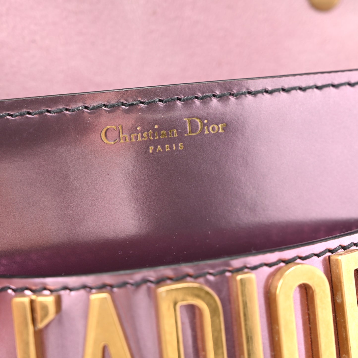 Metallic Calfskin J'Adior Mini Chain Flap Bag Pink